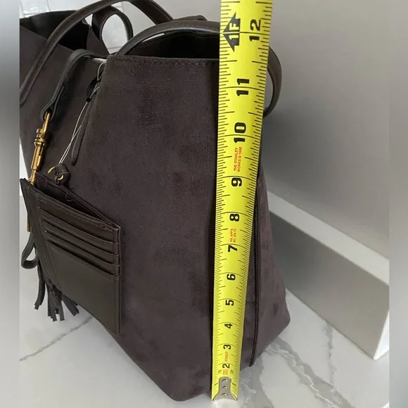 🆕 House of Harlow 1960 Brown faux Suede Luxe Tote & Wristlet Shoulder Bag Set - Picture 10 of 15